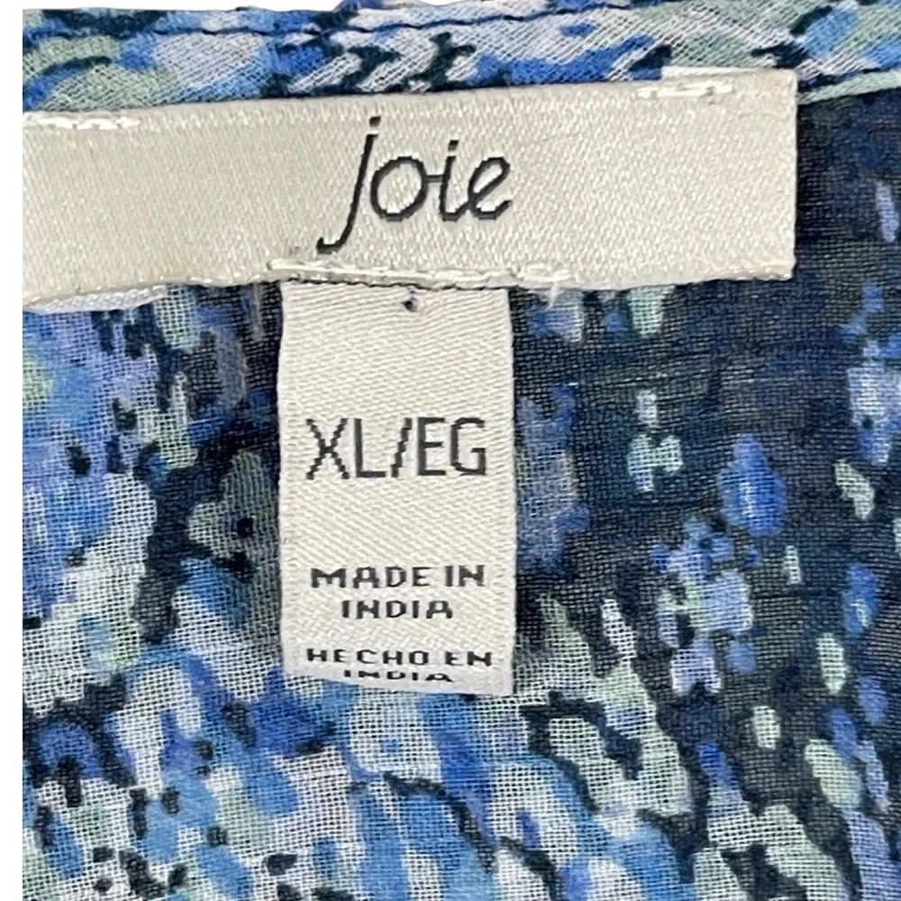 Joie Blue Women Midi XL Abstract Print Tiered Long Sleeve V-Neck High Low Dress
